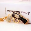 Fashion-l Revolver Magnum Gun Key Chains Holder Crystal Purse Bag Buckle Pendant For Women Gift Keyrings KeyChains K274