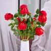 Party Frühling Hochzeit Dekoration Ehe gefälschte Blume Home Decor 3 Kopf Rose Blume künstliche Seidenblumen für DIY Blumenstrauß DH0915-1