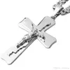 Topp försäljning rostfritt stål hängsmycke halsband silver ton bibel kors stark lång tjock länk byzantinsk kedja gåva för män smycken