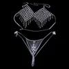 Stonefans cristallo colorato Bralette biancheria intima catena del corpo Set per le donne sexy Bling strass reggiseno e perizoma gioielli regalo del partito T200254f