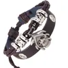 Bracciale in pelle da uomo039 con teschio in pelle di vacchetta intrecciata, braccialetto anime in pelle punk,7734865