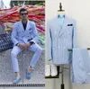 Mens Lazer Wedding Tuxedos partido do negócio da listra Prom Abotoamento Groom Wear Men Blazer Custom Made 3 Pieces (Jacket + Vest + calça)