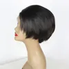 Pixie Cut peluca 13x4 frente del cortocircuito del cordón de la peluca de Bob Pixie brasileña natural pelo humano de Remy peluca para mujeres Negro