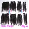 120g Afro Kinky Curly Clip i mänskliga hårförlängningar 4A 4B 4C Natural Color Indian Virgin Hair Nuticle Justicle Aligned For Women