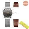Юлиус мода повседневная роскошные часы лучший бренд логотип мужские часы серебряные черные ультра тонкие сетки полная стальная кварц водонепроницаемый JA-577
