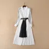 10007 XL 2024 Runway Dress Spring Summer Dress Lapel New Brand Same Style Empire Long Sleeve Womens Dress Kint Fashion High Quality oushali