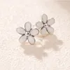 Blanc Marguerite Fleur Boucle D'oreille Authentique En Argent Sterling Mignon Femmes Parti Bijoux Ensemble Boîte D'origine Pour pandodra petite amie Cadeau Boucles D'oreilles