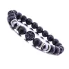 Braccialetti albero della vita in pietra lavica ematite da 8 mm Braccialetti con diffusore di profumo di olio essenziale in pietra vulcanica Gioielli yoga elasticizzati