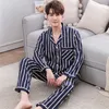 BZEL Silk Satin Pajamas Sets Couples Sleepwear Striped Pijama Femme Long Sleeve Pyjamas Lovers' Clothes Casual Home Wear