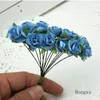 144pcs artificiell blomma ros mini söt papper ros handgjorda för bröllop dekoration diy krans gåva scrapbooking hantverk falsk blomma