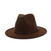 Mode- Men Wol Fedora Hoed met Lederen Lint Elegante Dame Dad Winter Herfst Tij Kwaliteit Brede Bravel Jazz Church Sombrero Caps