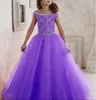 Lavanda Água Melão Lindas Meninas Pageant Vestidos Alças Cristais Frisado Espartilho Voltar Vestidos Da Menina de Flor Organza Crianças Forma8600431