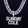 Con catena cubana da 20 mm da 18 pollici Nome personalizzato Piccole lettere a bolle Catena Pendenti Collane da uomo Ice Out Zircone cubico Hip Hop Jew237Z