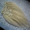 Clip dritta crespa Yaki grossolana nelle estensioni dei capelli 100% capelli umani Remy brasiliani 10 pezzi e 100 g / set