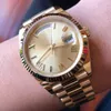 18K Gold President Date Sapphire Cystal Ginebra Relojes para hombre Movimiento mecánico automático Reloj de lujo masculino Lunes a Sunday283u