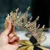 Princesa Corona alta Tiara Diamante de imitación Boda Nupcial Diadema de cristal Reina Tocado Joyería Fiesta Baile Chica Sombreros Joyería Oro Lujo