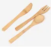 Bamboo knife fork and spoon suit Portable flat tableware Disposable restaurant knives forks Children's practice tablewares