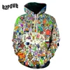 Graffiti Rasta Monkey Elder Meditation Rafiki Hoodie Men women 3d Sweatshirts Wizard Clown Oil Orangutan Printing Hooded hoodies V191105