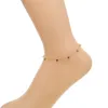 Wholesale- cz drop anklet foot jewelry gold plated beaded chain cz station elegance women girl gift chain anklet 21+5cm