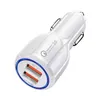 Szybkie ładowanie QC 3.0 Ładowarka USB 2 Port Dual Car-Charger 3.1A Fast Cargers Adapter Adapter Do Samsung Huawei Xiaomi