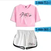 Summer Women's Set Korean Style Kpop Stray Kids Short Sleeve Crop Top + Shorts Sweat Suits Women Tracksuits Two Piece Outfit