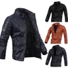 Spring Fashion Mens Designer PU Leather Jackets Slim Casual Streetwear Vintage Coat Size S-3XL