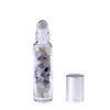 Crystal Jade Roller Ball Bottiglie da 10 ml Vuote Profumo di olio essenziale Roll On Bottiglie con coperchio d'argento