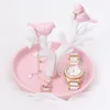 [DDisplay]Porcelain Birds Tree Pink Jewelry Tray Personalized Bracelet White Organizer Plate Glamour Little Girls Earrings Display Holder