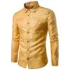 Youyedian Fashion Men's Casual Shirts Print National Mandarin Collar Autumn Winter Button långärmad skjorta Camisa Masculina