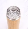 500ml Bamboo Water Bottle Stainless Steel Cup With Tea Infuser Strainer Vacuum Insulated Tumblers Wooden Straight Cups Car Cup GGA2361