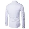 Koszulki męskie sukienki Laamei Mężczyznowa koszula Podwójnie wybucha Fake Dwa koszulka formalny stały kolor Slim Fit Bawełny koszule z długim rękawem Formal Casual Male248Q