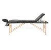 Hot Sales !!! Groothandel 84 "3 secties vouwen draagbare beuken been schoonheid massagetafel 60cm breed verstelbare hoogte zwart