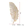 Metal Rhinestone Feather Brooch Women Cystal Leaf Brooch Suit Lapel Pin Fashion Jewelry Gift for Love Girlfriend