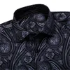 Camisas de vestido masculinas Barry Wang Preto Paisley Floral Seda Homens Outono Manga Longa Flor Casual para Designer Fit Camisa BCY-0412999