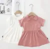 Meisjes jurk klassieke katoen polo revers midi rok snoep kleur korte mouw jurken zomer casual prinses jurk baby kinderkleding zyq193