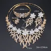 Sets Trend African Classic Women Jewelry Gold color Necklace Earrings Bracelet Ring Set Wedding Flower Style Jewelry Set
