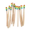 1 pc alça de bambu natural escova de dentes arco-íris colorido cerdas macias escova de dentes de bambu escova de dentes ecológica oral cuidados