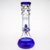 Royal Blue Vase Style Dab Rigs Bong per fumatori Buona filtrazione Bocca in rilievo con gambo inferiore e ciotola Immagine reale al 100% Narghilè in vetro Piattaforma petrolifera inebriante