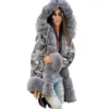 リサ・コリープラスサイズの女性冬のジャケットフード付きオーバーコートコットンコートフェイクファーコートジャケットウォームパーカ女性太い毛皮
