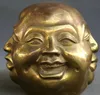4.3 "Chinese Boeddhisme Brons Happy Angry Sad Blije Vierkant Boeddha Hoofd Standbeeld