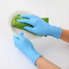 Nuevos guantes azules desechables elásticos para el hogar, guantes de trabajo para la protección del medio ambiente, guantes de limpieza resistentes al desgaste para el hogar T3I5703