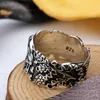 Skull Ring for Men 925 Sterling Silver Skeleton Walking Evil Demon Vintage Punk Rock Cool Skull Ring for Men Fashion Jewelry