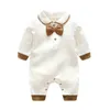 New Spring Autumn Infant Baby Cotton Rompers Kids Long Sleeve Bowtie Overalls Onesies Child Babies Toddlers Climb Rompers 15335