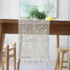 Crochet Flower Hollow Lace Table Runner with Tassel for Wedding Tablecloth Burlap Table Flag