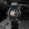 2019 Tevise Mens 시계 기계 자동 자동 자체 시계 블랙 가죽 달 Phase Tourbillon 비즈니스 Luminous Wristwatches
