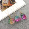 Colorful Stone Pendant Necklace Crystal Pendant Woman Kids Jewelry Design Fashion Necklace Gift Natural Multicolor HHA1341