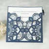 Gorąca sprzedaż Laser Cut Cut Zaproszenia z Kryształ Diament do Wesele, Navy Blue Customing Druk Quinceanera Zaproszenia Zachęta