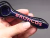 Broncos Glass Oil Burner Smoking Pipes 5 tum mörkblå Vackert lejonmönsterpipa