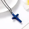 IJD11129 Gesù Croce Cremazione Ciondolo Colore blu Collana regalo donna Ceneri impermeabili Ricordo per la persona amata Acciaio inossidabile2445