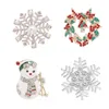 Spilla con fiocco di neve in cristallo di Natale color argento Spilla con albero in smalto colorato Spilla con gioielli regalo Spille decorative con pupazzo di neve